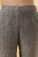 Grey Wide legged handwoven 100% linen trouser