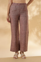 Salmon pink wide legged handwoven 100% linen trouser