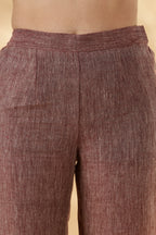 Salmon pink wide legged handwoven 100% linen trouser