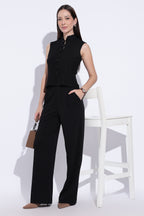 Noir Line Button Top