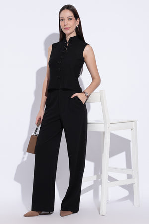 Noir Line Button Top