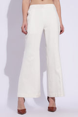 White Cotton canvas bootcut trousers
