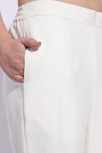 White Cotton canvas bootcut trousers