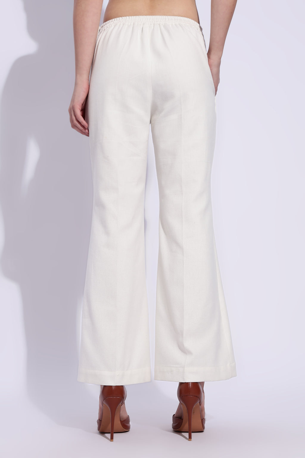 White Cotton canvas bootcut trousers