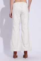 White Cotton canvas bootcut trousers