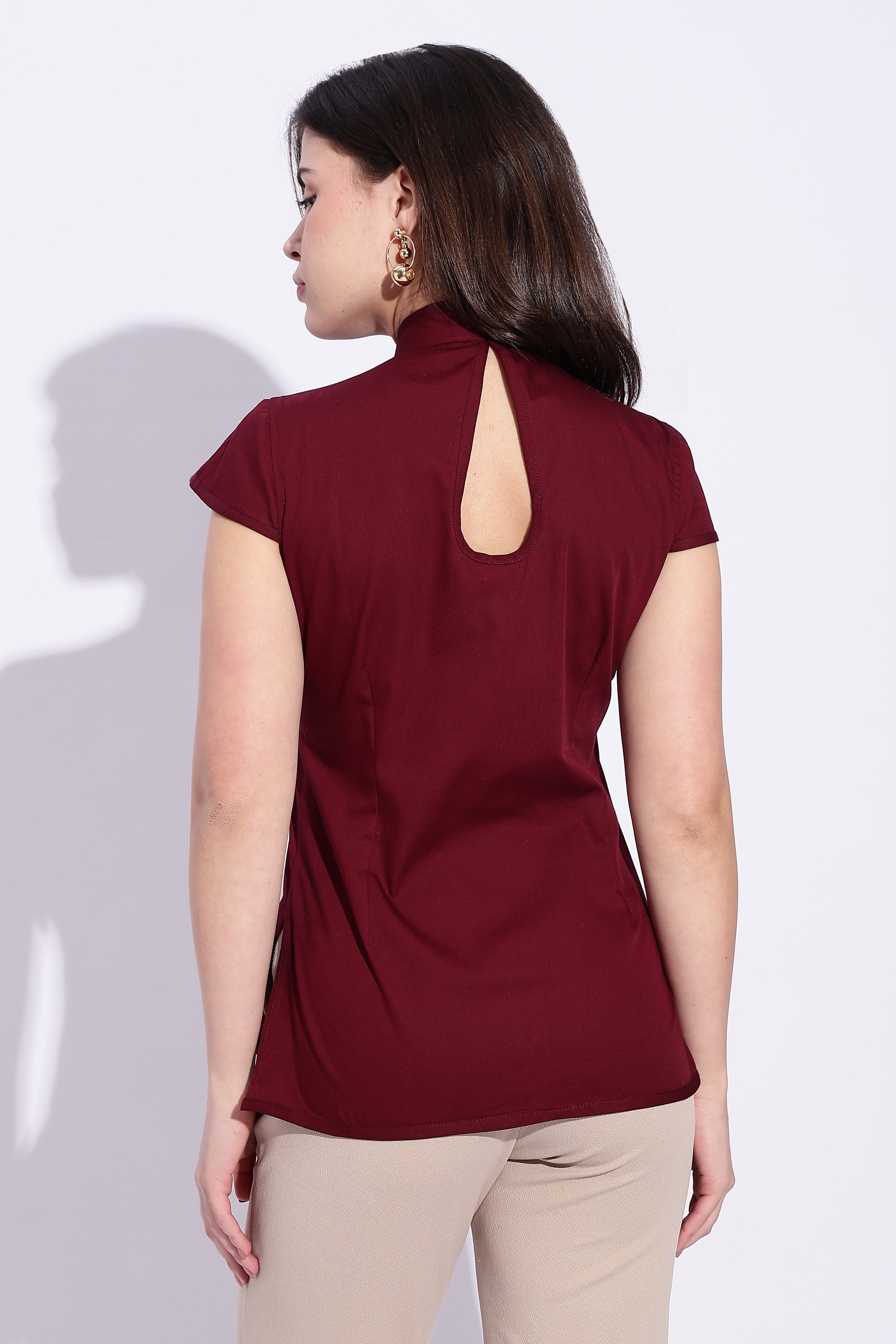 Pure Cotton Mandarin style Maroon top