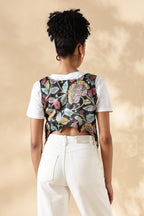 Chanderi Hand kalamkari black coverup cut Vests