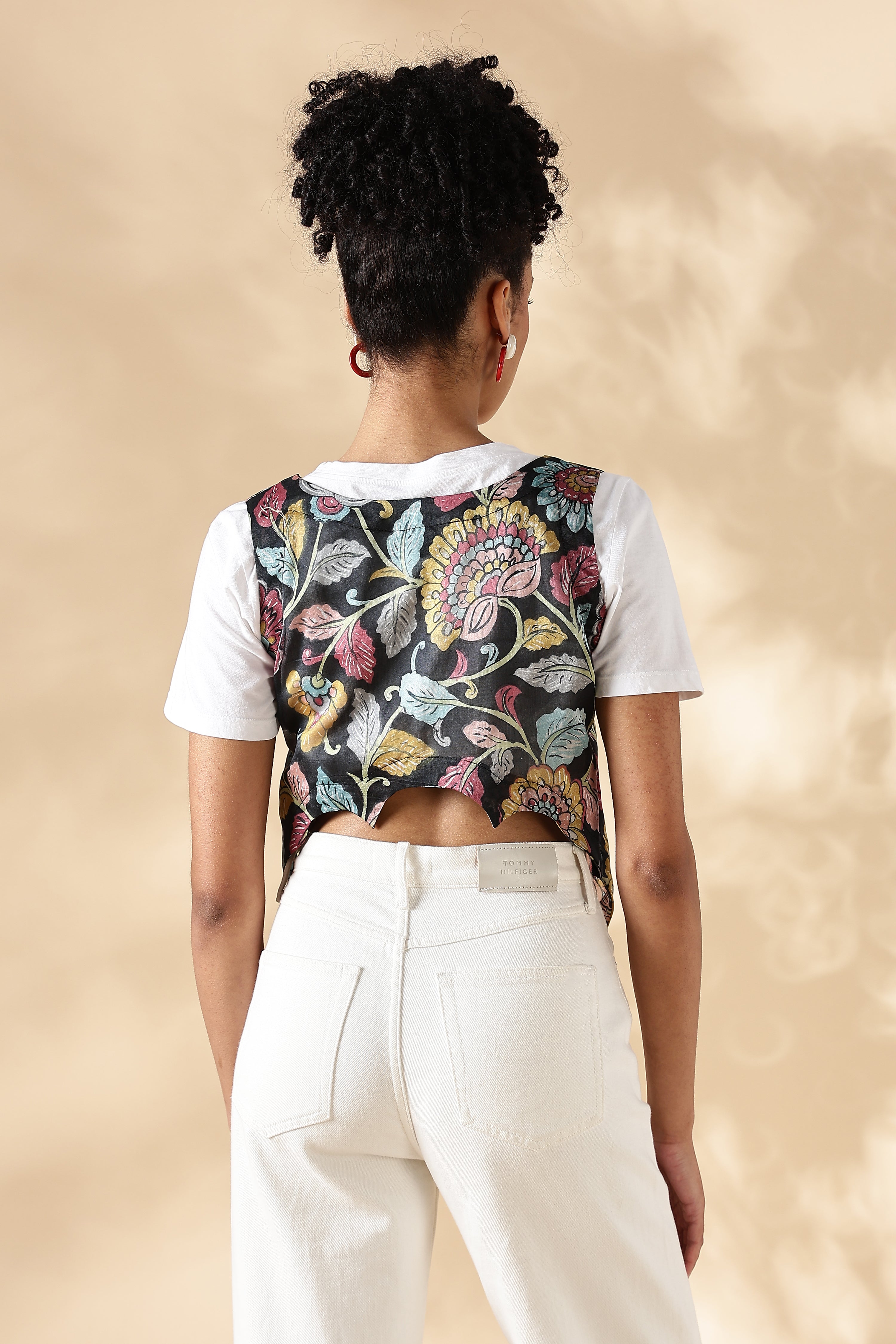 Chanderi Hand kalamkari black coverup cut Vests