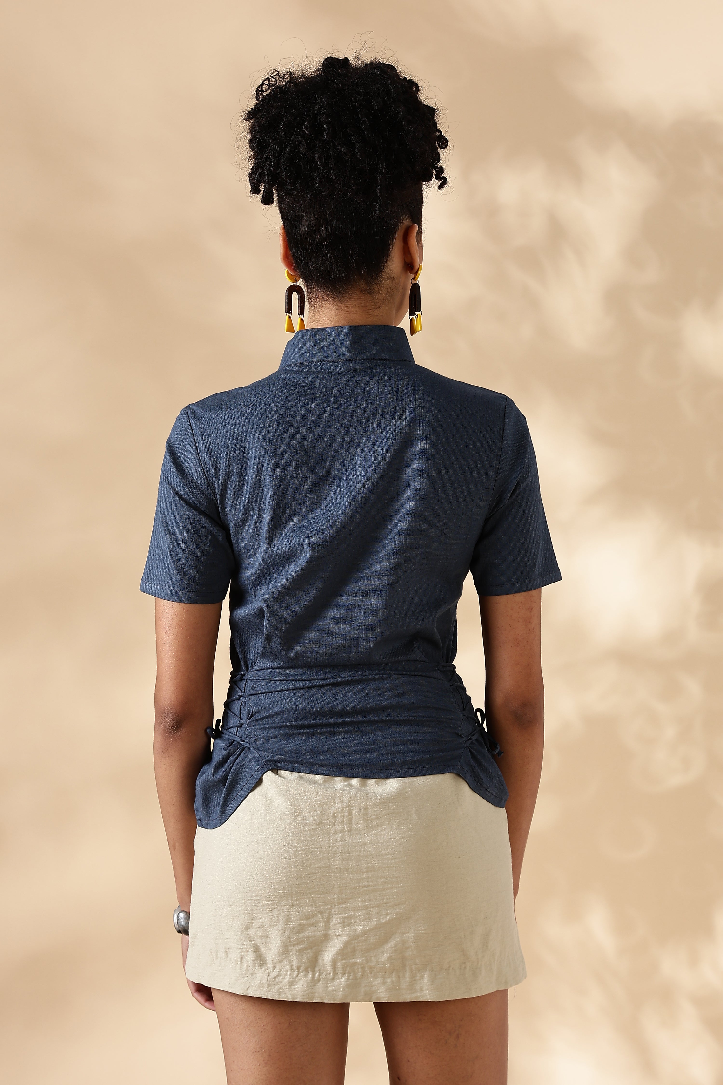 Blue Stretch khadi style fit adjustable top