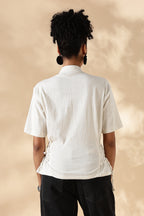 Cream Stretch khadi style fit adjustable top
