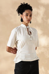 Cream Stretch khadi style fit adjustable top