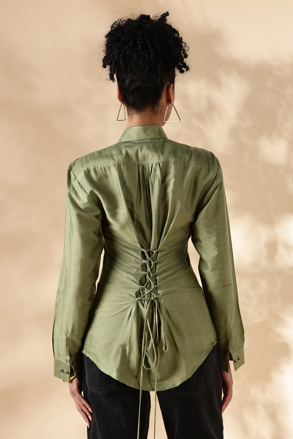 Fitted Cotton Silk Green Shirt