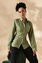Fitted Cotton Silk Green Shirt