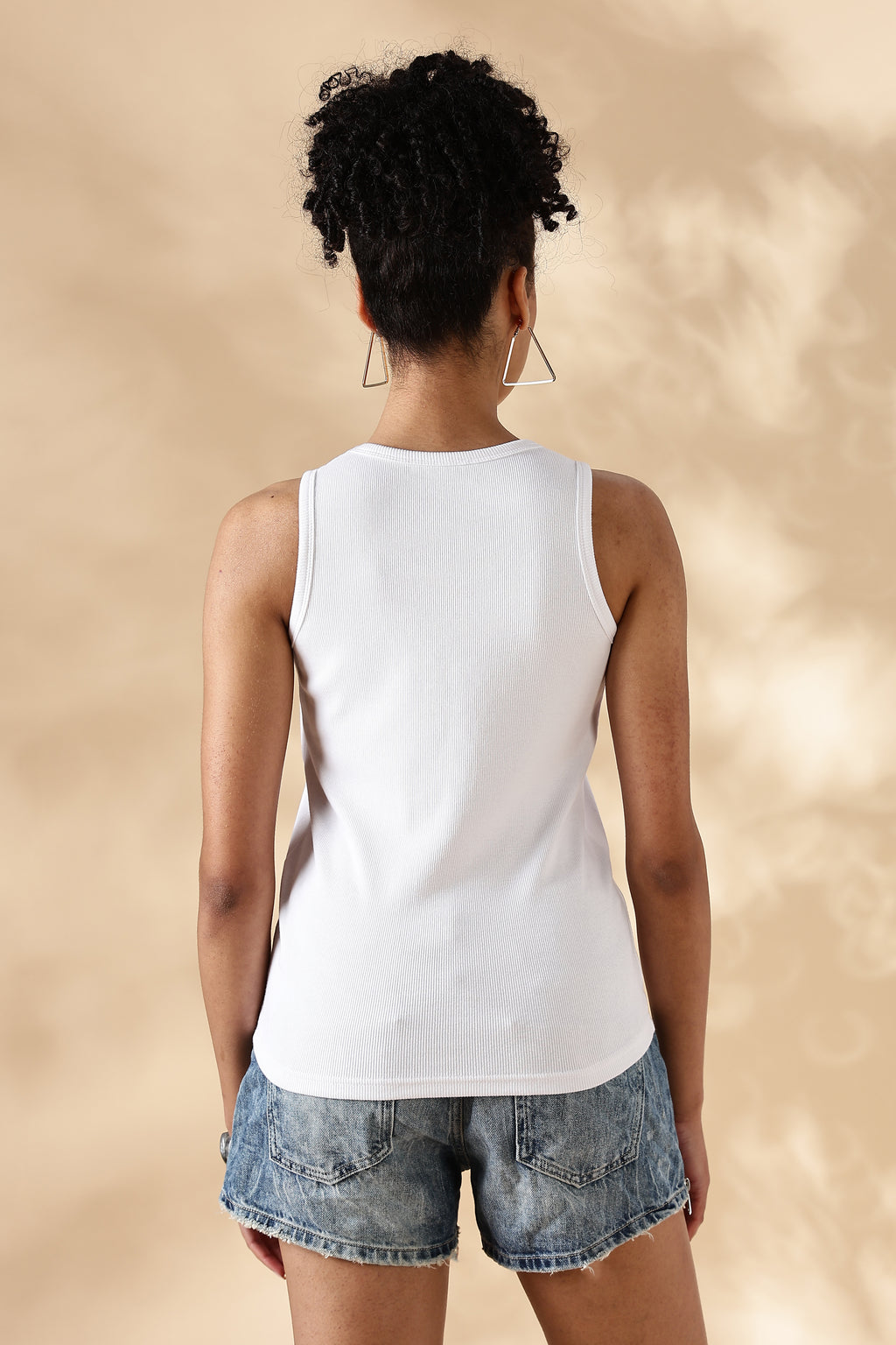 White Turtle Hand embroidered Cotton Tank Top