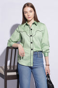 Sage Contrast Western Shirt