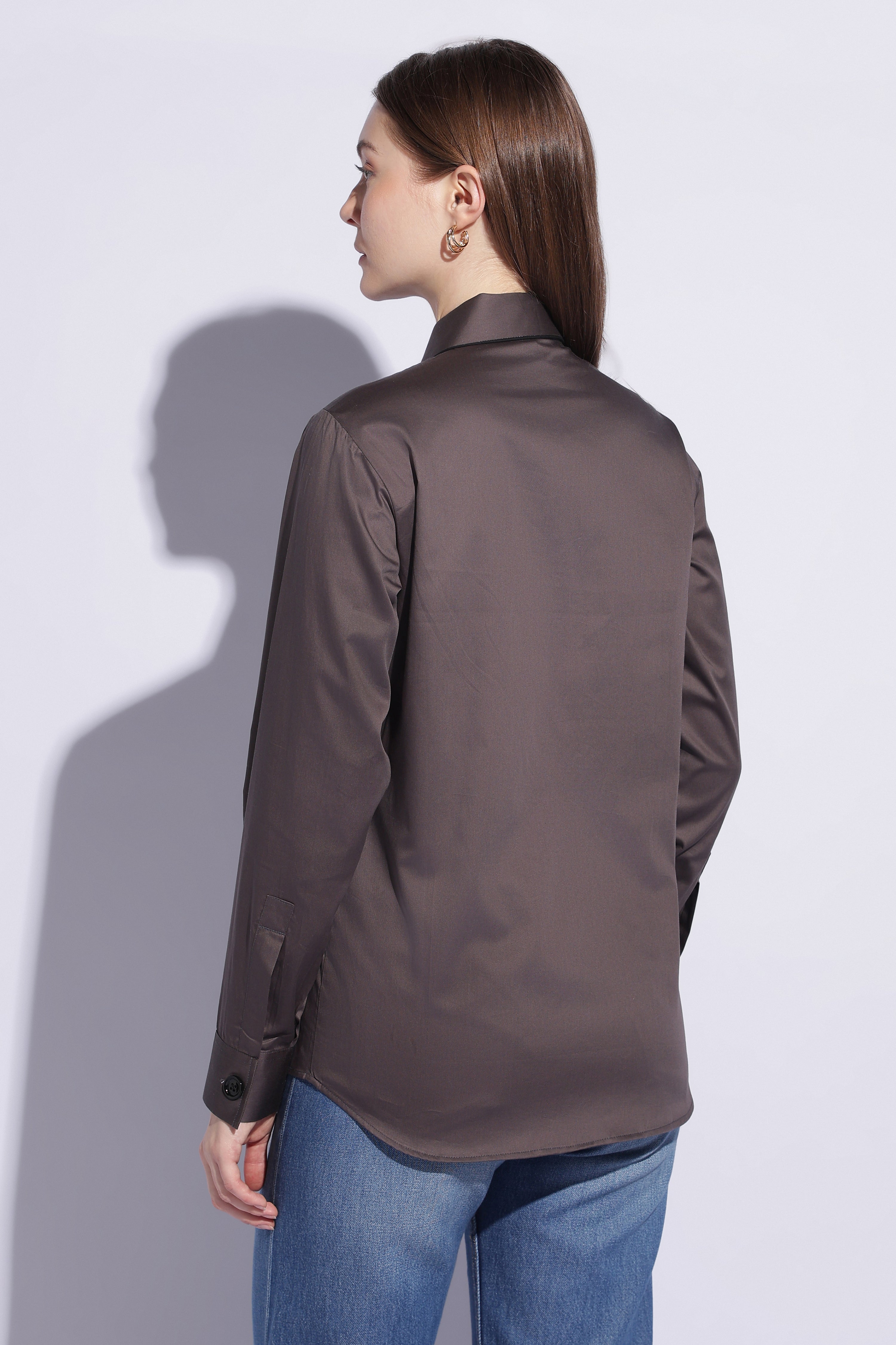 Gunmetal Contrast Western Shirt