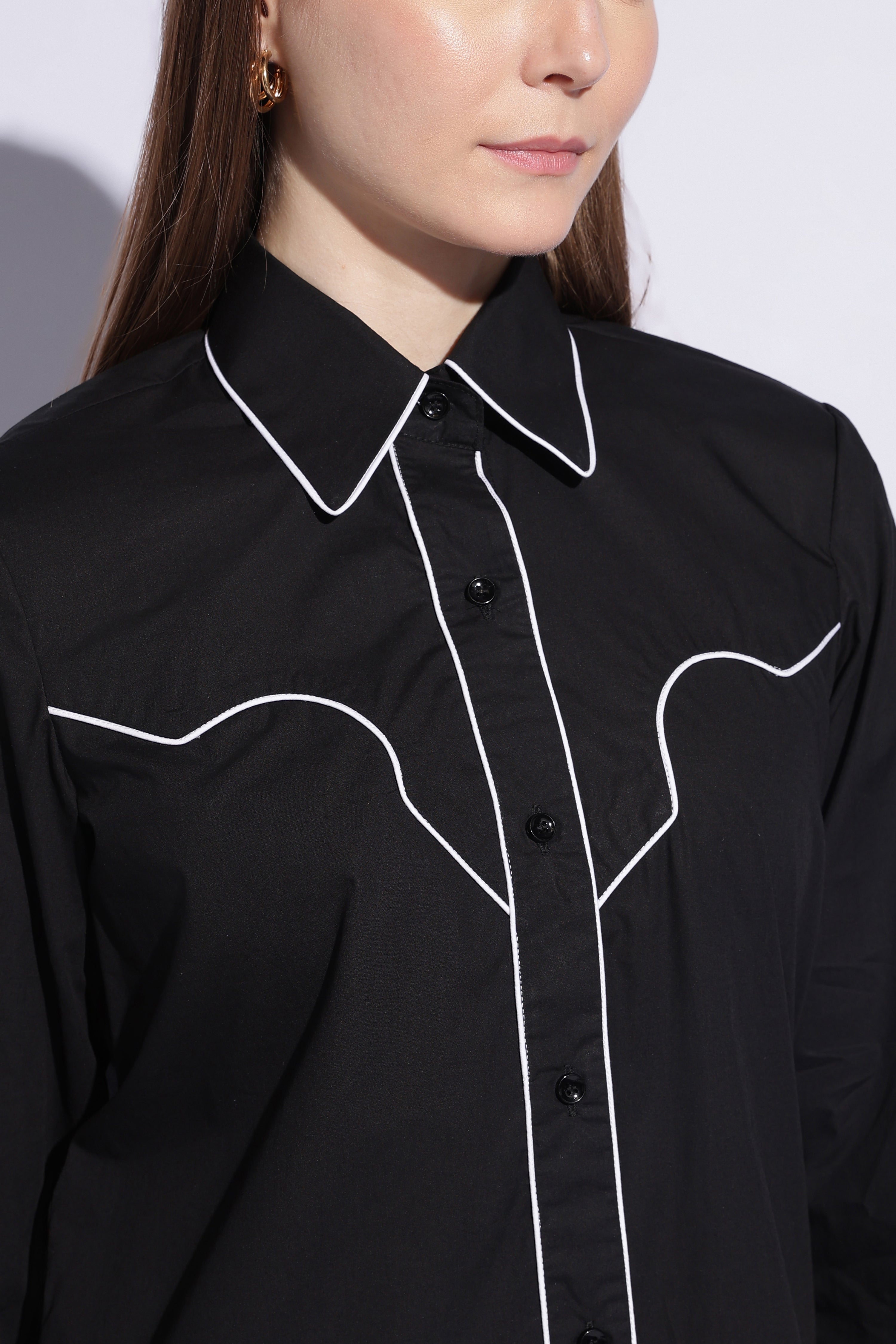 Midnight Contrast Western Shirt