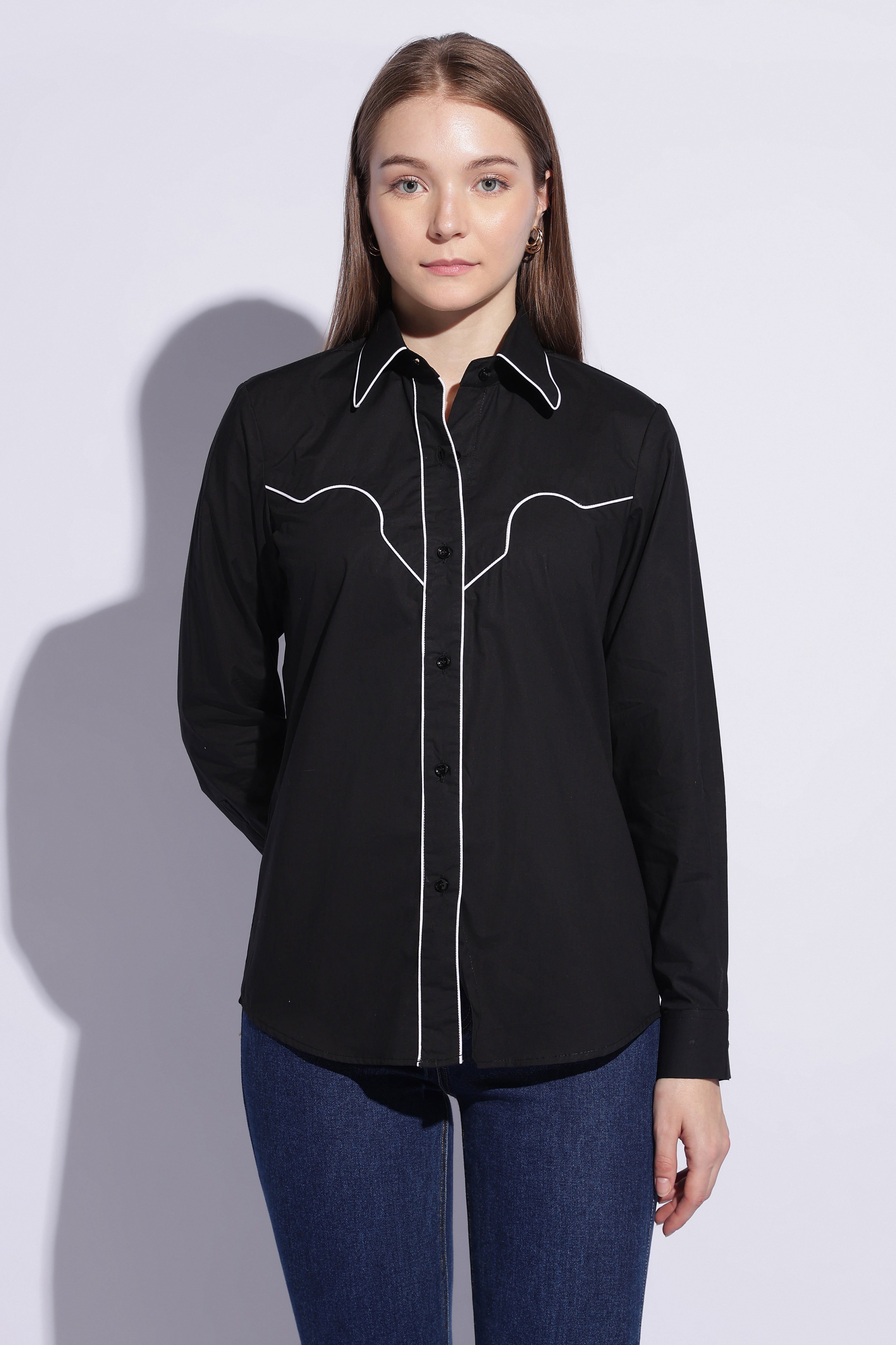 Midnight Contrast Western Shirt