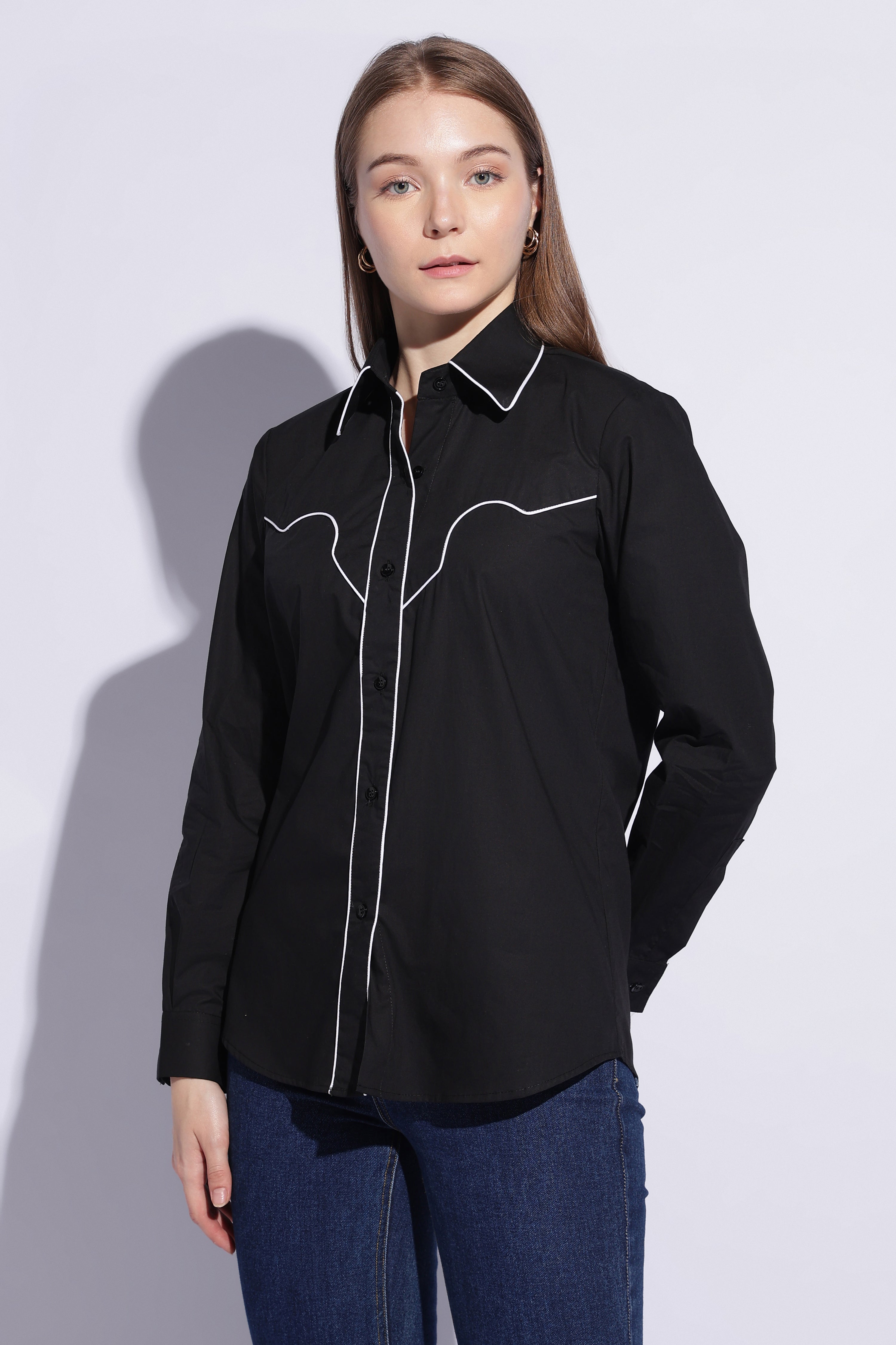 Midnight Contrast Western Shirt