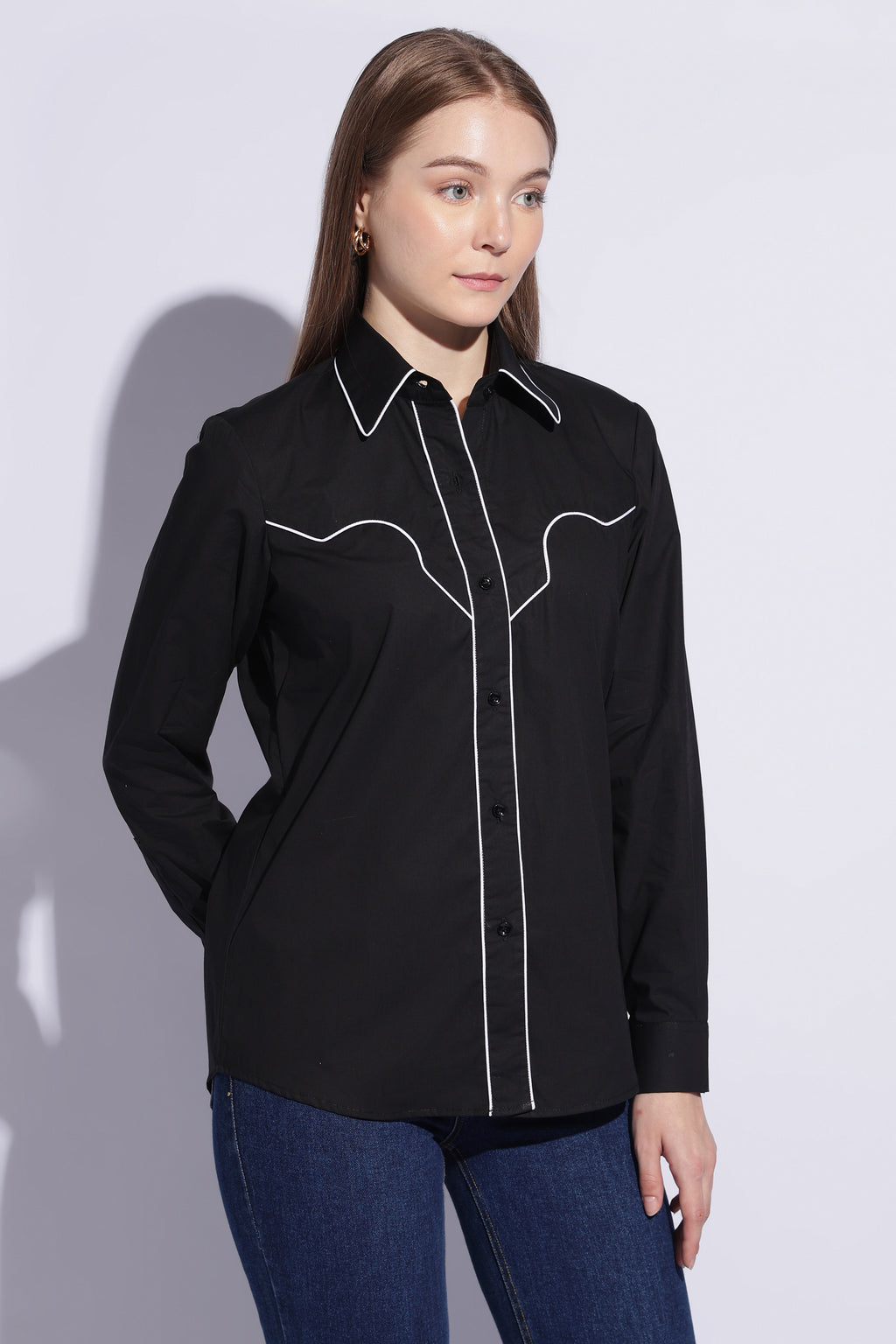 Midnight Contrast Western Shirt