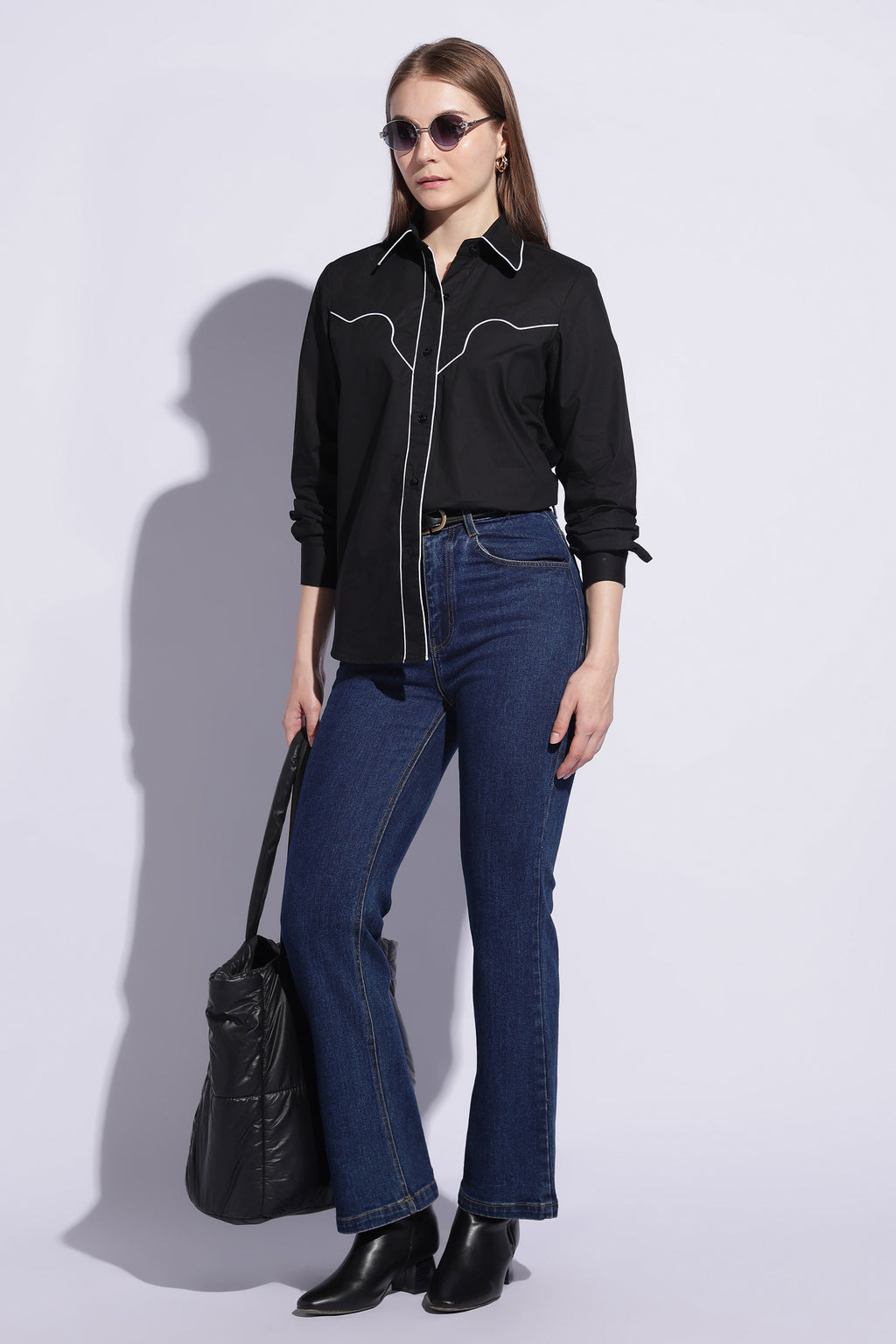 Midnight Contrast Western Shirt