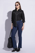 Midnight Contrast Western Shirt