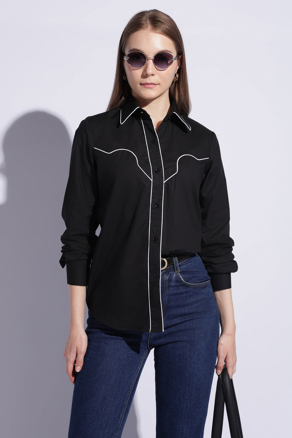 Midnight Contrast Western Shirt