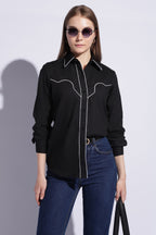 Midnight Contrast Western Shirt