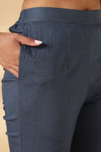 Blue Stretch khadi style wide legged trousers