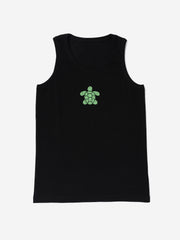 Black Turtle Hand embroidered Cotton Tank Top