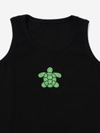 Black Turtle Hand embroidered Cotton Tank Top