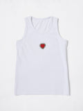 White heart Hand embroidered Cotton Tank Top
