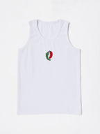 White chilli Hand embroidered Cotton Tank Top