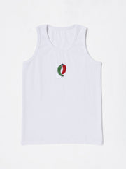 White chilli Hand embroidered Cotton Tank Top