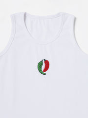 White chilli Hand embroidered Cotton Tank Top