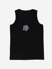 Black flower Hand embroidered  Cotton Tank Top