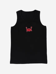 Black crab Hand embroidered  Cotton Tank Top