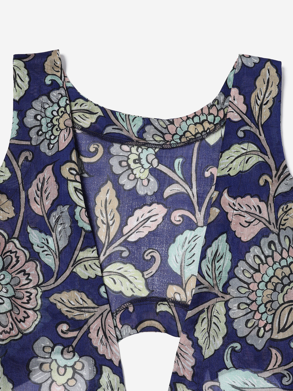 Chanderi Hand kalamkari blue coverup cut Vests