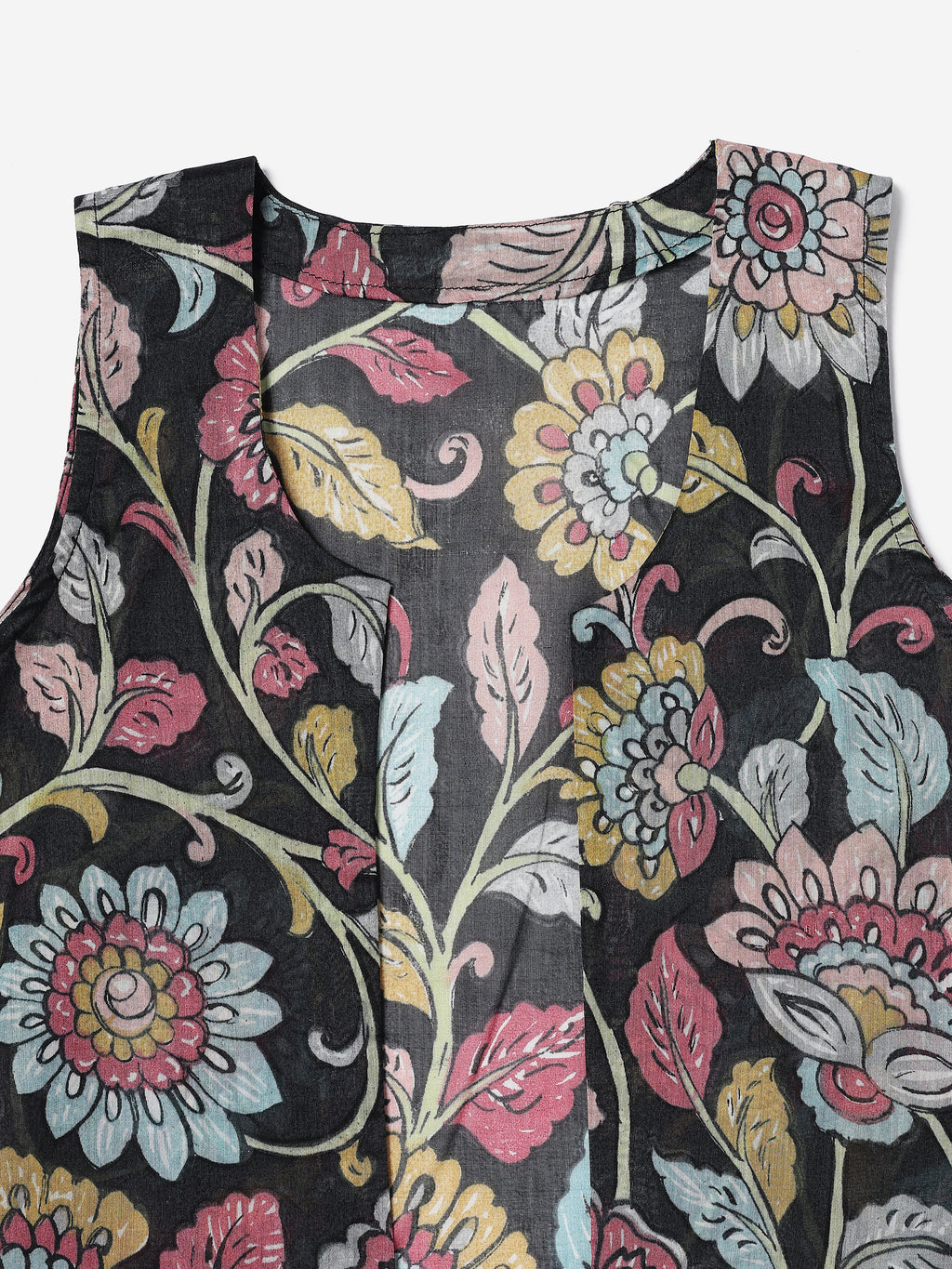 Chanderi Hand kalamkari black coverup Vests