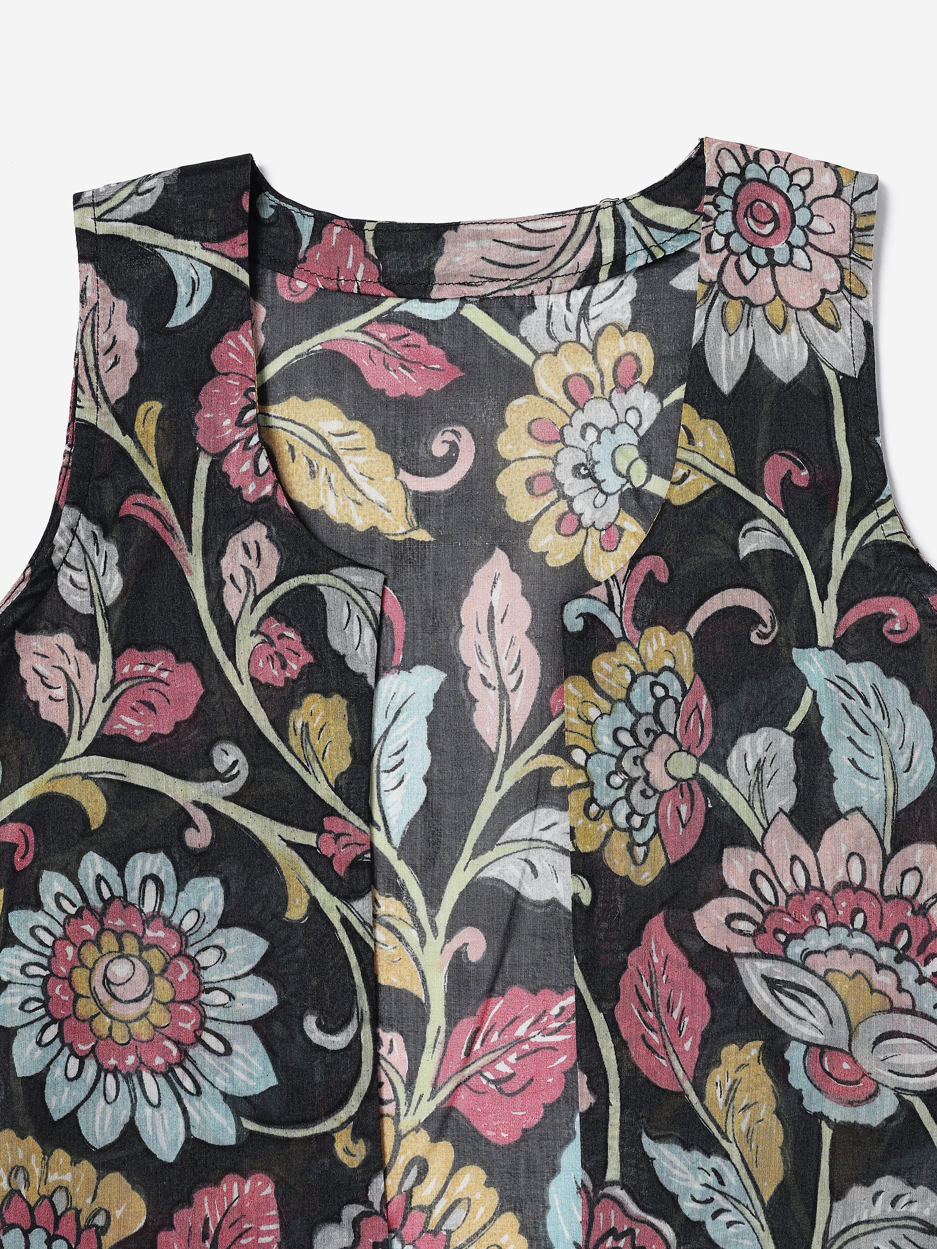 Chanderi Hand kalamkari black coverup Vests