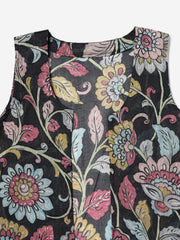 Chanderi Hand kalamkari black coverup Vests