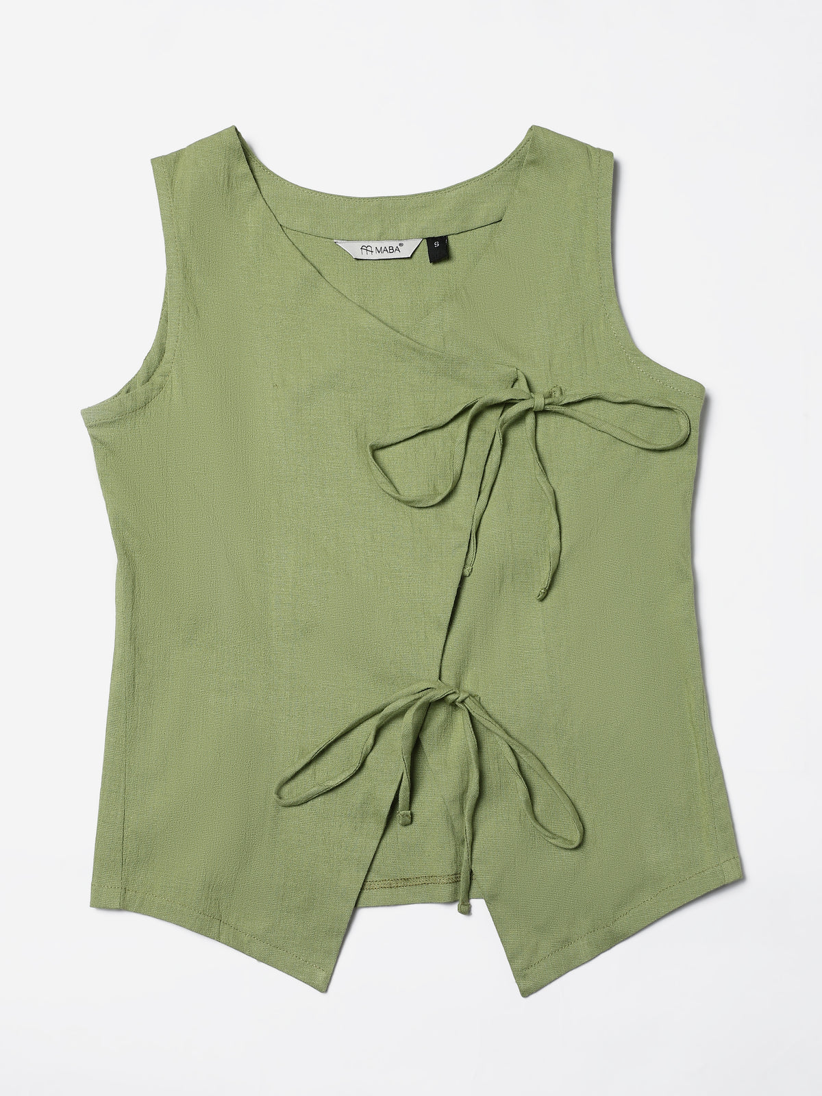 Green Stretch khadi style Tie-Up top