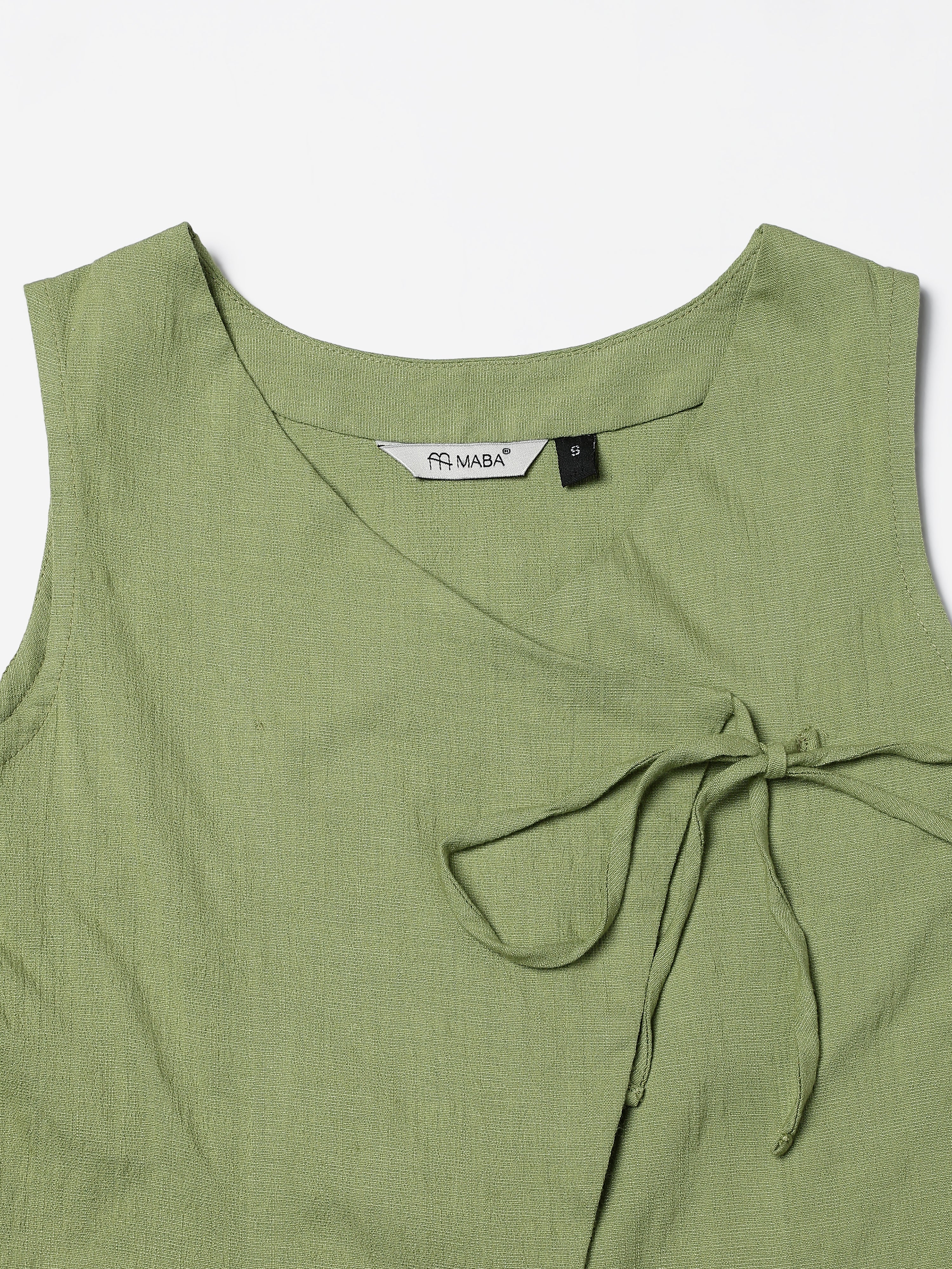 Green Stretch khadi style Tie-Up top