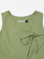 Green Stretch khadi style Tie-Up top