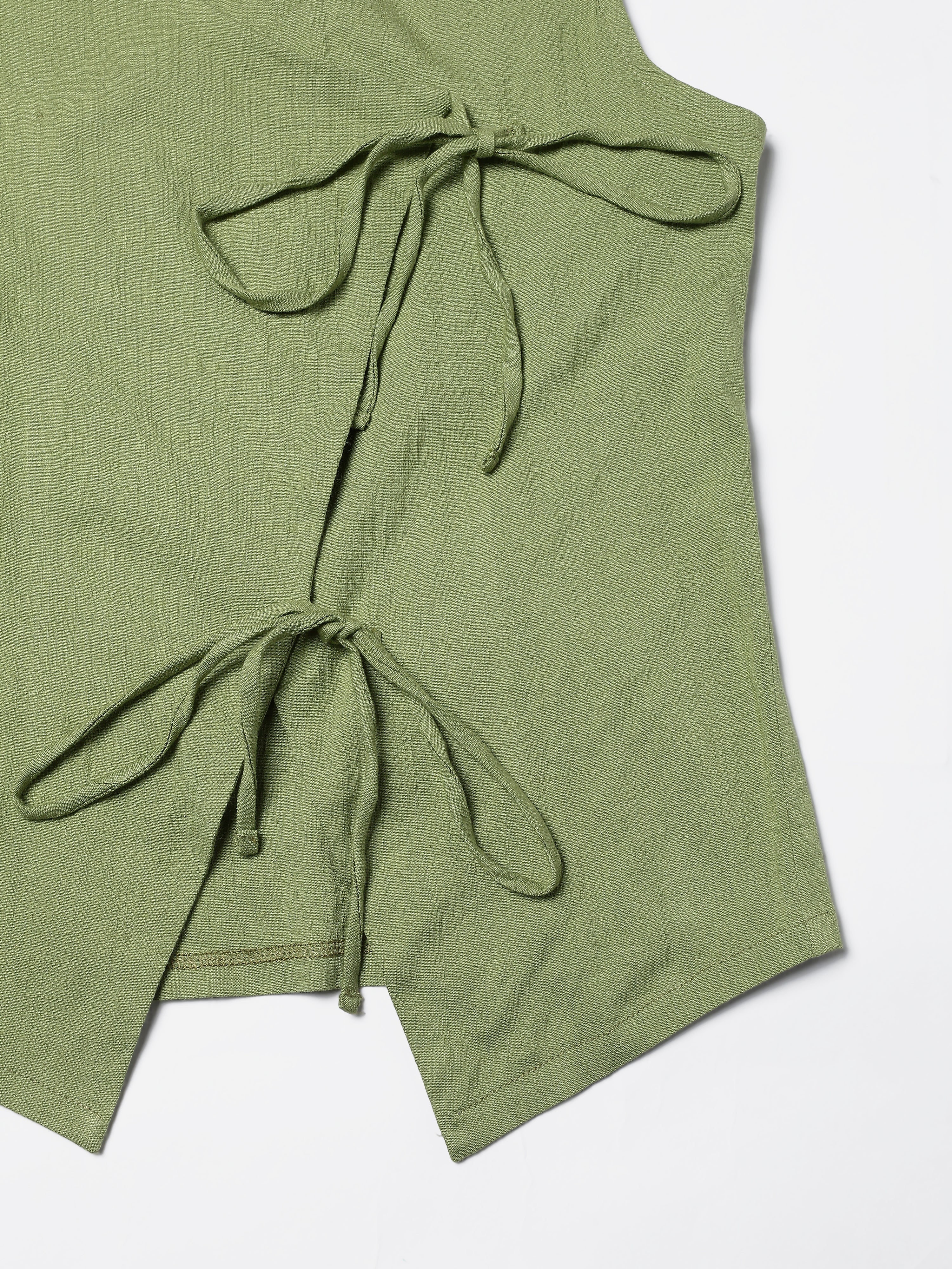 Green Stretch khadi style Tie-Up top