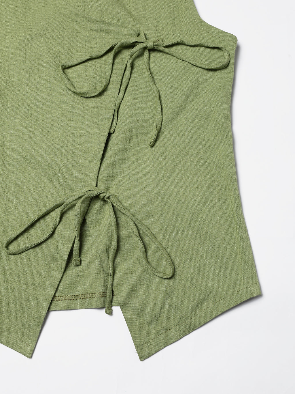 Green Stretch khadi style Tie-Up top