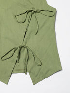 Green Stretch khadi style Tie-Up top