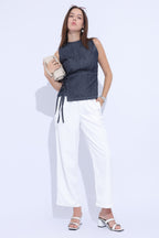Indigo Tie-Up Denim Top