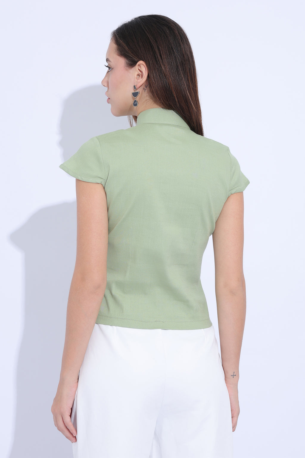 Sage Tie-Neck Keyhole Top