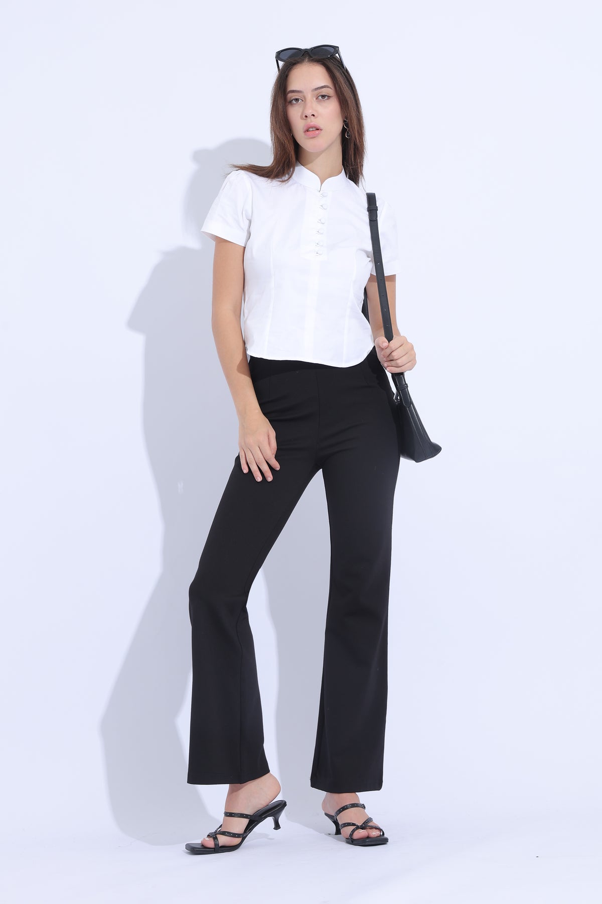 Ivory Mandarin Button-Front Cotton Top 🤍